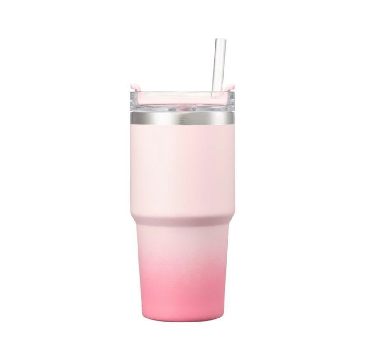 韩国 星爸爸 粉色 渐变 吸管杯 不锈钢内胆