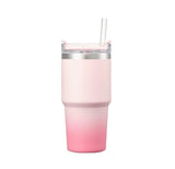 韩国 星爸爸 粉色 渐变 吸管杯 不锈钢内胆