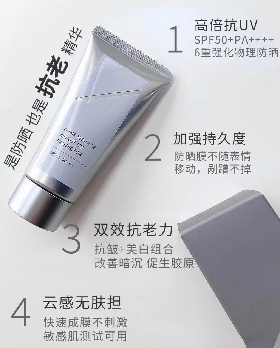 日本Orbis 奥蜜思 烟酰胺抗皱美白保湿防晒霜50g SPF50+