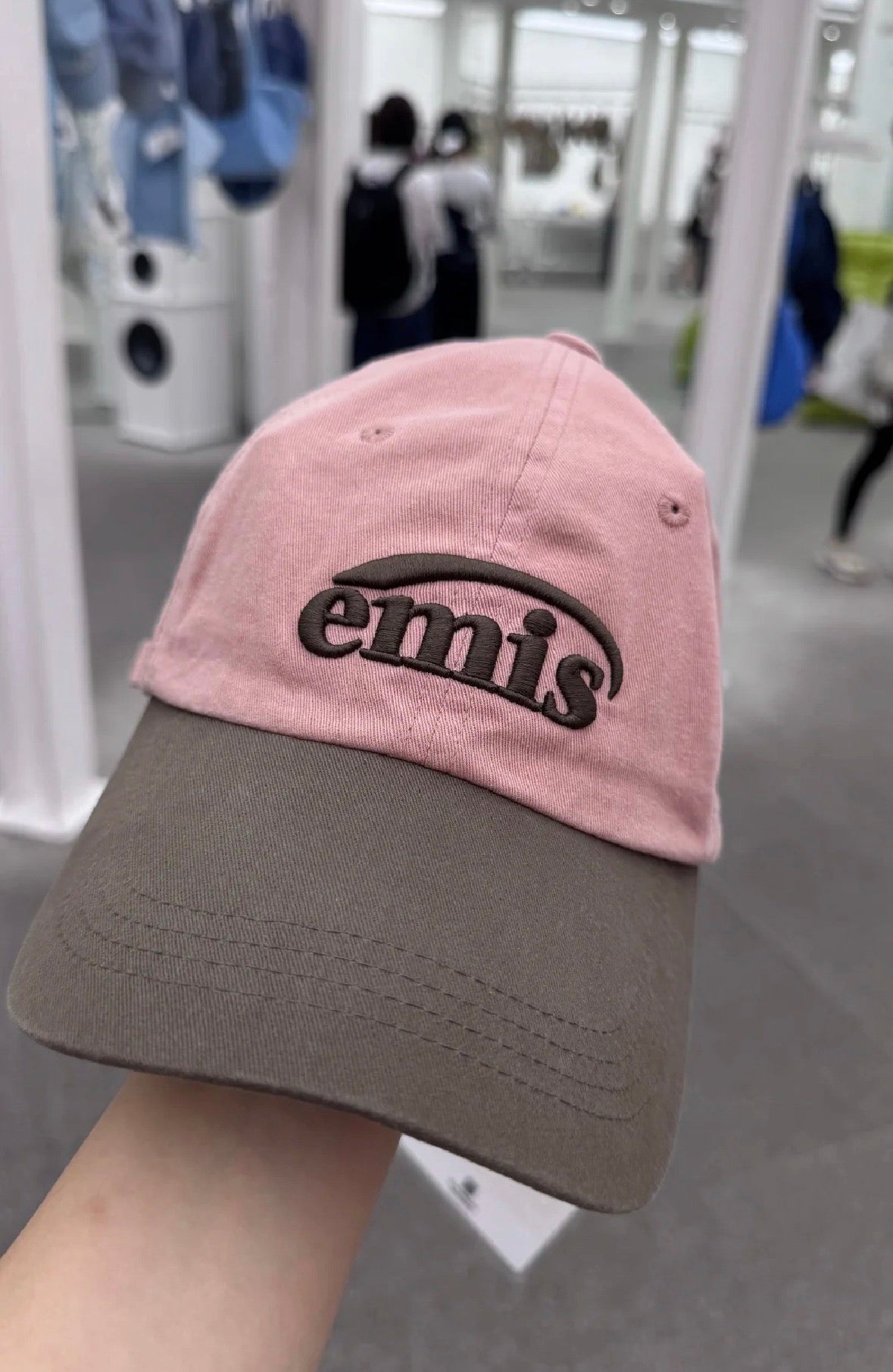 韩国 emis 棒球帽 粉棕配色 帽子 棒球帽
