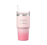 韩国 星爸爸 粉色 渐变 吸管杯 不锈钢内胆