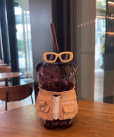 星巴克 熊店长小镇玻璃吸管杯 咖色￼ 460ml