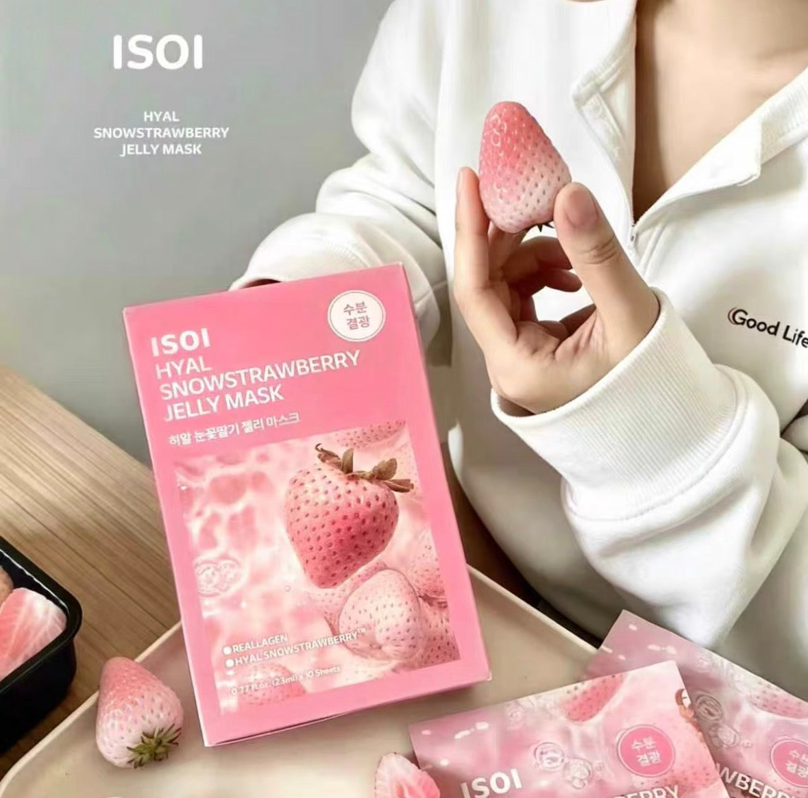 韩国 ISOI 白雪 草莓 果冻面膜￼10片